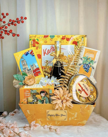 Giỏ Quà Tết Happy New Year món quà ý nghĩa, trọn vẹn cho ngày xuân - Set 6 món