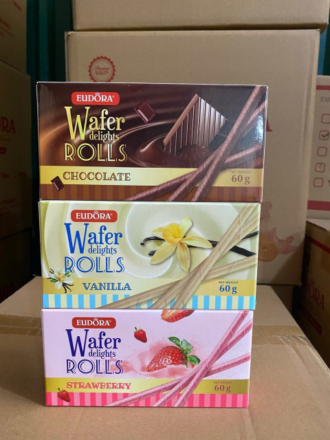 Bánh que Wafer Rolls Eudora nhí - Thùng 48 hộp