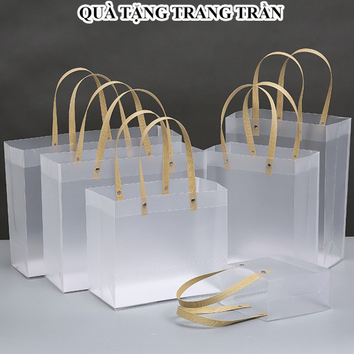 Túi Đựng Quà Tặng - Túi Nhựa Trong Cán Mờ, Túi Mica Quai Dẹt Đựng Hoa, Chống Thấm Nước