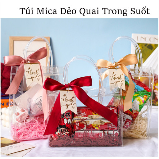 Túi nhựa dẻo quai trong suốt nhiều kích thước chất liệu PVC siêu bền