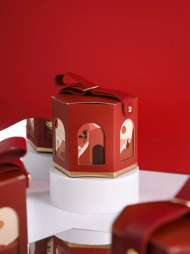 Hộp đựng kẹo bánh mini quai da phong cách Bắc Âu- Mẫu mới kích thước 9x9x8cm