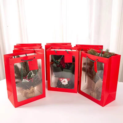 Túi giấy ivory đựng quà tặng cao cấp - Túi Mica đựng quà 1 mặt kính trong suốt