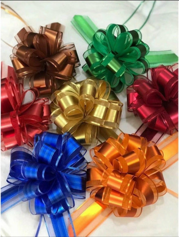 Nơ tú cầu rút trang trí giỏ quà Tết